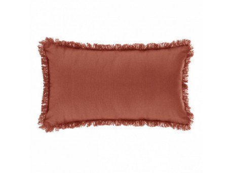 Cuscino rettangolare con frangia rosso terracotta