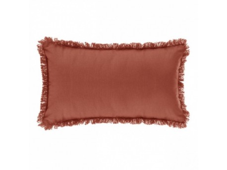 Cuscino rettangolare con frangia rosso terracotta