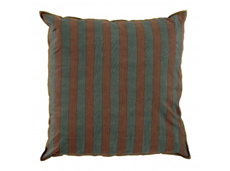 Fodera per cuscino in cotone BAYADÈRE - Blu petrolio e terracotta - 50 x 50 cm