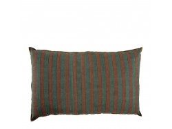 2PZ Fodera per cuscino in cotone BAYADÈRE - Blu petrolio e terracotta - 80 x 50 cm