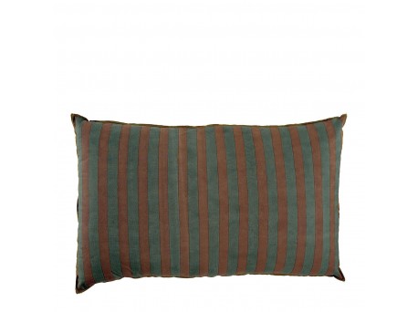 2PZ Fodera per cuscino in cotone BAYADÈRE - Blu petrolio e terracotta - 80 x 50 cm